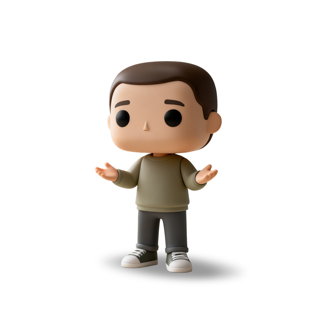 Spielfigur Illustration eines Mannes mit fragendem Ausdruck