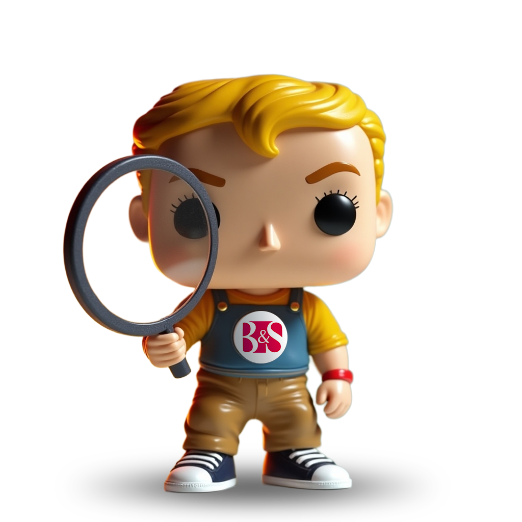 Spielzeugfigur mit Baudek & Schierhorn T-Shirt und Lupe